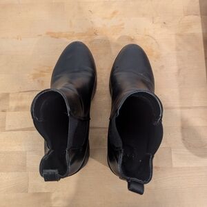 Black Chunky Block Heel Ankle Boot, 7